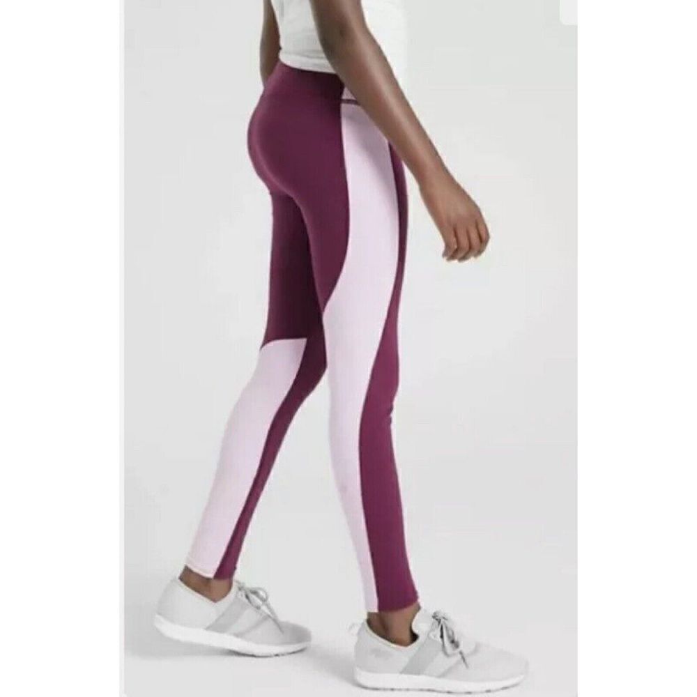 Athleta Girl's Leggings L/12 Purple Violet Stop The Clock Colorblock Tight